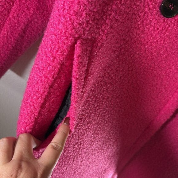 NWT- NVLT-Hot pink Faux Wool Boucle Double Breasted Coat-Size large - Picture 11 of 14